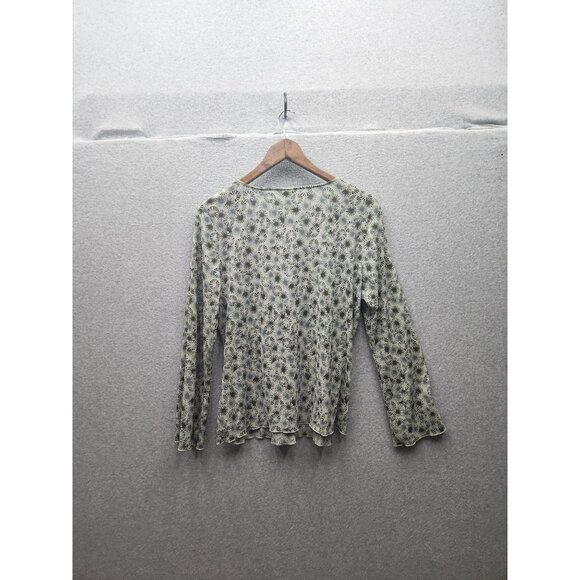J. Jill Womens Petite Ruffle Front Long Sleeve Blouse Size LP 100% Polyester Mac - Picture 6 of 6